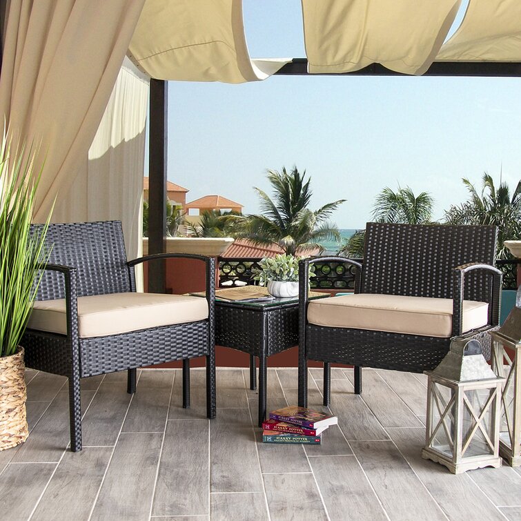 Kinzie outdoor 3 piece bistro set with outlet cushions